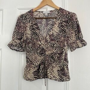 Topshop stirred tied front sweetheart blouse.